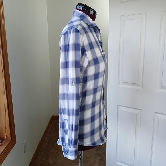 Calvin Klein Blue Checks Classic Fit Button up Shirt S repaired cotton roll tab - Picture 5 of 16